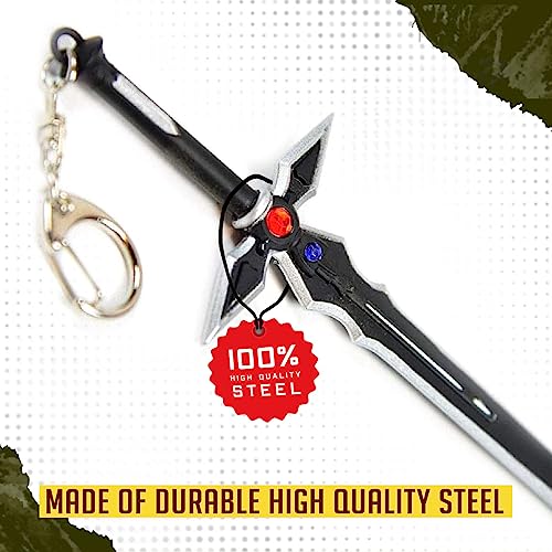 Swords and more Sword Art Online Dark Repelser,Abrecartas con forma de espada de Kirito con funda y soporte, acero inoxidable de alta calidad, espada en miniatura, regalo coleccionistas y fans, negro