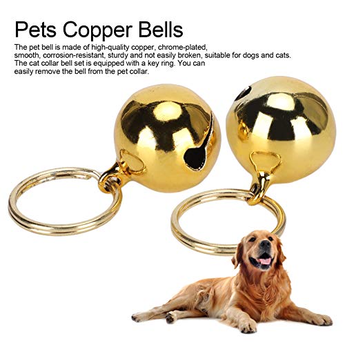 Sxhlseller 2 Campanas de Cobre antipérdida de óxido Extra ruidosas par de Campanas portátiles de latón para Gatos y Perros, Campanas con Encanto para Salvar Aves y Vida Silvestre(Gold)