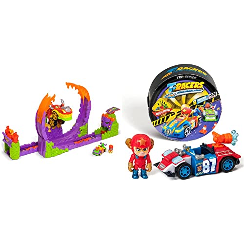 T-Racers Dragon Loop – Looping con dragón, 1 piloto y 1 Coche Exclusivo. Pista de Coches de Juguete + Serie 2 – Coche y piloto Sorpresa Coleccionable