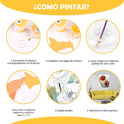 TAHEAT Kits de pintura por números para adultos, niños, personas mayores, principiantes, acrílicos, kits de pintura al óleo de bricolaje, patrón de rosas, 16 x 20 pulgadas sin marco