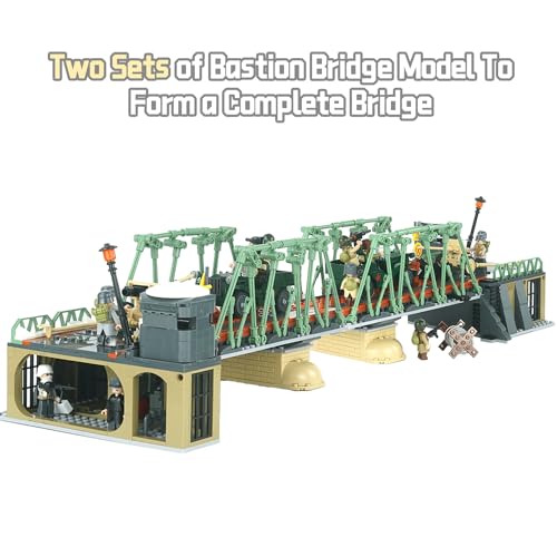 Tarcury WW2 Set de Bloques de Construcción Bastion Bridge, 769 PCS Set del Ejército con 8 Soldados de Juguete, Vehículos Militares y Artillería, Regalo de Juguete Ideal para Niños y Adultos