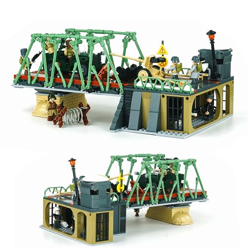 Tarcury WW2 Set de Bloques de Construcción Bastion Bridge, 769 PCS Set del Ejército con 8 Soldados de Juguete, Vehículos Militares y Artillería, Regalo de Juguete Ideal para Niños y Adultos