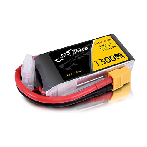 tattu 1300 mAh 11.1 V 75 C 3S1P Lipo Batería Pack con XT60 Conector para UAV Drones FPV Racing Quadcopters Avión como TBS Gemini, IRC Vortex, lumenier QAV250/210 charpu Edition/qav180, zmr250, Align