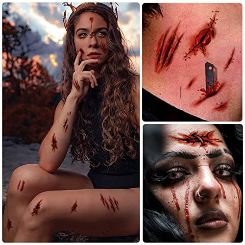 Tatuajes Temporales,moinkerin 20 Piezas Pegatina de Tatuaje Temporal Tatuajes Halloween para Fiestas de Halloween, Mascaradas, Juegos de Rol de Vampiros