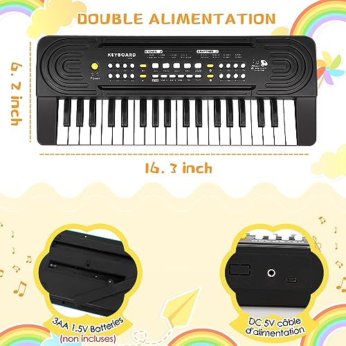 Teclado de Piano para Niños/Principiante con micrófono, Shayson 37 Teclas Multifunción Portátiles Tastiera per Pianoforte per Bambini, Educativi Música Digital Educativa Compleanno Regalo, Negro