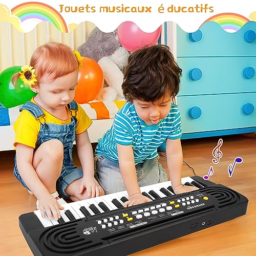 Teclado de Piano para Niños/Principiante con micrófono, Shayson 37 Teclas Multifunción Portátiles Tastiera per Pianoforte per Bambini, Educativi Música Digital Educativa Compleanno Regalo, Negro