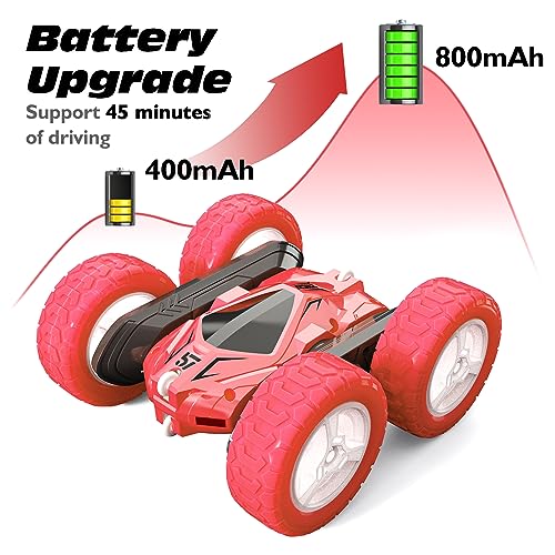 Tecnock 2023 Nuevo Coche teledirigido con 360° Flip Stunt Racing Auto 2.4GHz Control Manual 4WD In/Outdoor RC Car LED Intermitente Coche Juguete 3 4 5 6 7 8 + años Recargable para niños niñas Regalo