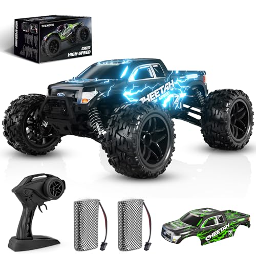 Tecnock Coche teledirigido 1/16, 4WD RC Coche para Adultos, 40 km/h, 2 baterías de 40 Minutos de autonomía, camión Monstruo de 2,4 GHz, Mando a Distancia, Juguete de Carreras para Adultos y niños…