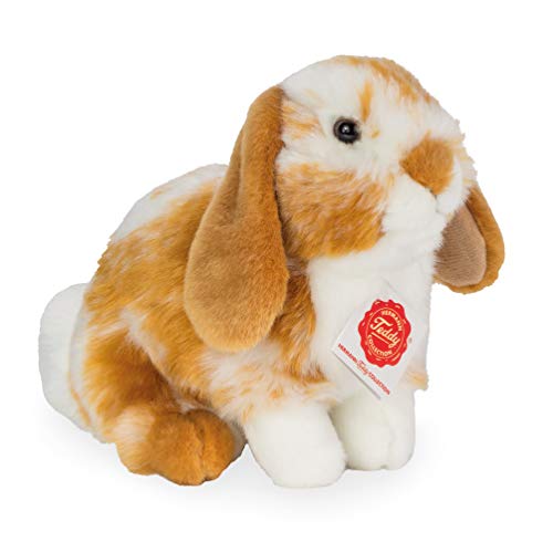 Teddy Hermann 93723 Liebre Conejo Aries Sentado marrón Claro/Blanco 20 cm, Peluche