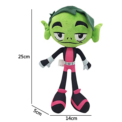 Teen Titans Juguete de Peluche Dibujos Animados,Beast Boy Teen Titans Peluches,Tela de Felpa Corta y Relleno de Algodón PP,Muñeco de Peluche de Peluche de Regalo para niños 25cm