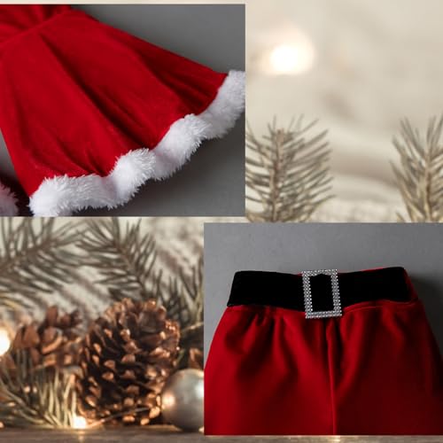 Tenue de Noël pour filles Tenue de Noël pour bébés filles 3 pièces/ensemble Costume de Père Noël avec pantalon évasé à manches longues et chapeau Costume de Père Noël Costume d'elfe 43,3 pouces