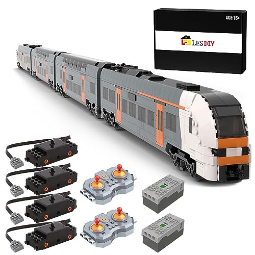 THEGO Juego de bloques de construcción de tren eléctrico RC, MOC 6 anchos dinámicos de alta velocidad Rhein-Ruhr Express Model Bricks Kit, 2917 piezas modernas locomotoras ferroviarias de metro para