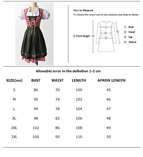 thematys Dirndl midi con delantal Señoras | Dirndl Blusa | Oktoberfest | Vestido de Traje Tradicional | Ropa de Traje Tradicional - Juego de Disfraces | Traje de Carnaval | Carnaval | corre pequeño