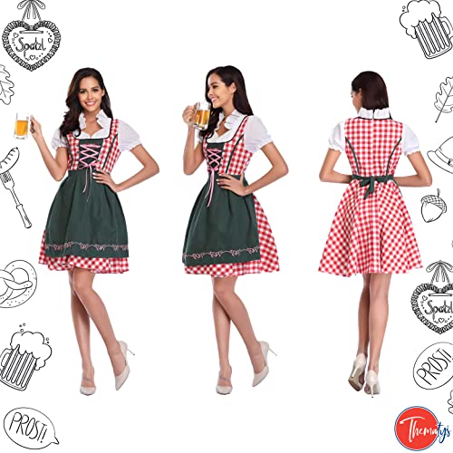 thematys Dirndl midi con delantal Señoras | Dirndl Blusa | Oktoberfest | Vestido de Traje Tradicional | Ropa de Traje Tradicional - Juego de Disfraces | Traje de Carnaval | Carnaval | corre pequeño