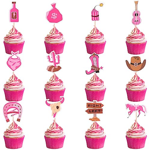 Thinp 12 Piece Cupcake Topper Muffin Deco Wester Cowboy Cake Deco Picks Cake Decoration Set Cake Topper, for Wedding Anniversary Birthday Theme Parties Decorating Accessories