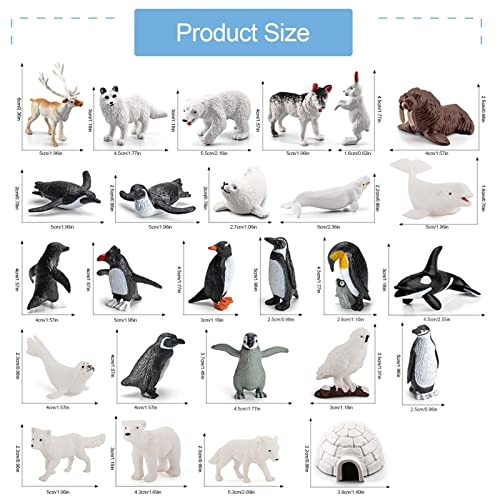 thoran Juego de 5 figuras de animales – Juego de figuras de animales árticos duraderas | Figuras de animales árticos para decoración de pasteles o suministros de fiesta