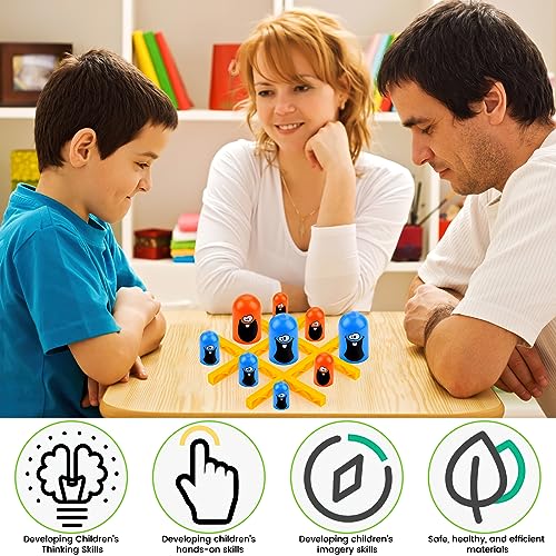 Tic TAC Toe Juego Set,ACTOYS Big Eat Small Tic TAC Toe,Juegos Mesa De Padres E Hijos Interactivo,Azul Naranja Gobblet Gobblers Juego De Mesa para La Familia