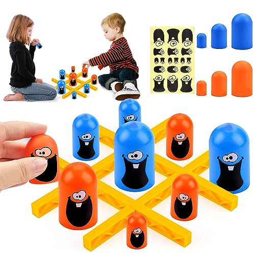 Tic TAC Toe Juego Set,ACTOYS Big Eat Small Tic TAC Toe,Juegos Mesa De Padres E Hijos Interactivo,Azul Naranja Gobblet Gobblers Juego De Mesa para La Familia