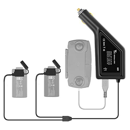 Tineer Mavic Mini Fast Car Charger Adapter con Puerto USB Mando a Distancia y 2PCS Baterías Cargador de vehículo de Seguridad para dji Mavic Mini Drone Accesorio