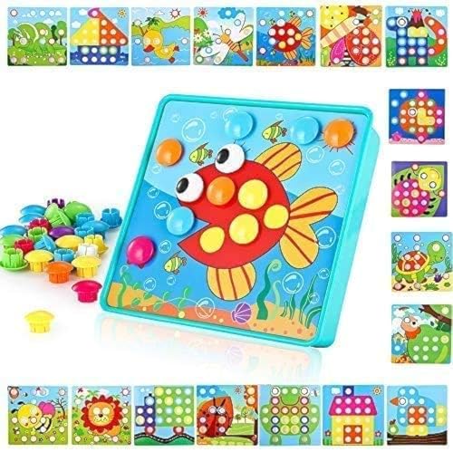 TINOTEEN Uñas Setas Juguete Mosaicos Infantiles Educativo Temprano para niños y bebés con 50 Botones y 18 imágenes