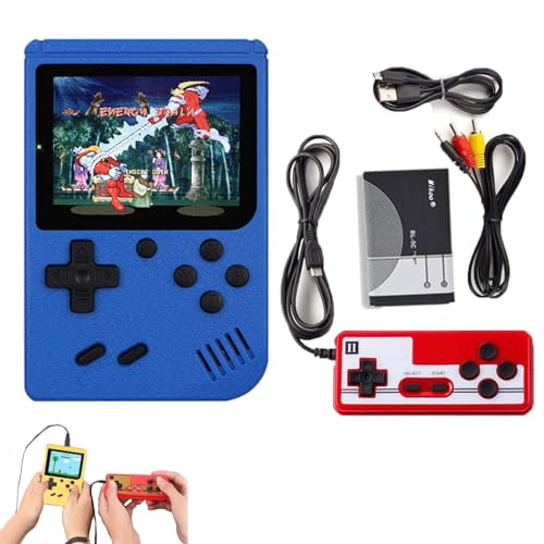 Tiny Tendo 400 Games,Retrobros Tiny Tendo,Tinytendo Handheld Console,Portable Retro Video Game Console with Game Controller,Support 2 Players Play on TV (Blue)