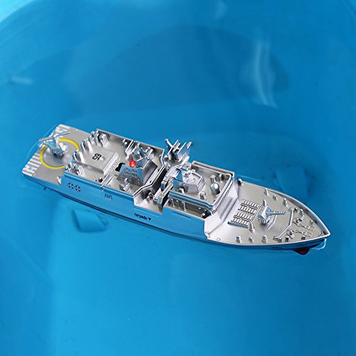 Tipmant Modelo Ship del Buque de la Nave de RC Militar Barco de Control Remoto Yate de Velero Agua Eléctrica Niños Juguete (Plateado)