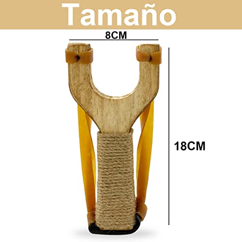 Tirachinas de Madera con Cuerda de Cáñamo, Tiragomas de Madera Aire Libre, Tirachinas para Cazar, Lanzador de Madera Hechas a Mano de Alta Velocidad para Juegos De Catapulta (Con Cuerda de Cáñamo)