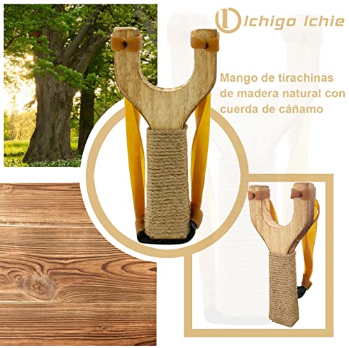 Tirachinas de Madera con Cuerda de Cáñamo, Tiragomas de Madera Aire Libre, Tirachinas para Cazar, Lanzador de Madera Hechas a Mano de Alta Velocidad para Juegos De Catapulta (Con Cuerda de Cáñamo)