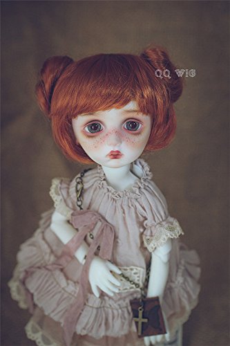 Tita-Doremi Peluca BJD Ball-Jointed Doll 1/4 7-8 Inch Mini Dollfie SD10 MDD MSD Volks AOD Minifee DOD LUTS DZ Doll Orange Peluca Hair 18-19cm (Peluca Solamente, no una muñeca)