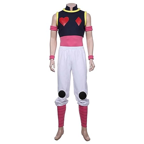 Tjmiaohao Anime Hunter x Hunter Hisoka Cosplay Traje de juego de rol Uniforme Top Pantalones Conjunto completo Halloween Carnaval Fiesta Traje con peluca para hombres Niños (S)