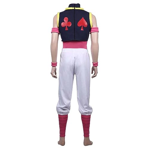 Tjmiaohao Anime Hunter x Hunter Hisoka Cosplay Traje de juego de rol Uniforme Top Pantalones Conjunto completo Halloween Carnaval Fiesta Traje con peluca para hombres Niños (S)