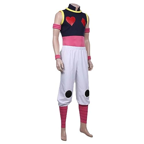 Tjmiaohao Anime Hunter x Hunter Hisoka Cosplay Traje de juego de rol Uniforme Top Pantalones Conjunto completo Halloween Carnaval Fiesta Traje con peluca para hombres Niños (S)