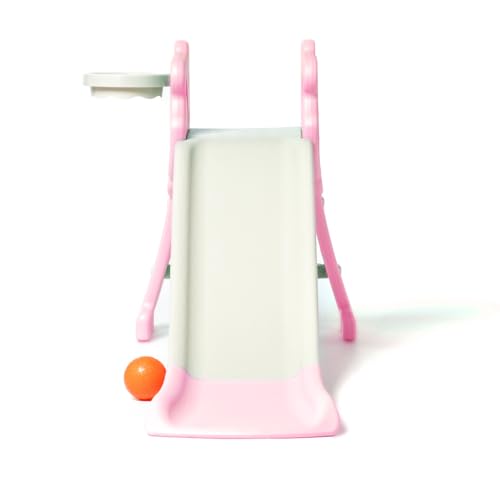 Tobogan Gatito - Rosa - Tobogán niños y niñas Plegable pequeños con Canasta Ideal para Interior o Exterior, tobogan Infantil 2 en 1