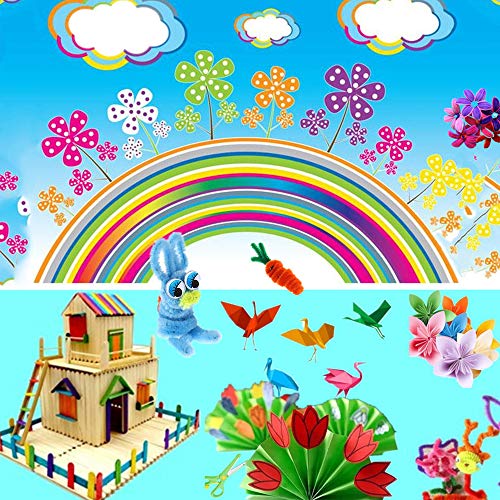 TOLOYE Manualidades Niños 5 6 7 8 Años, Juego de Manualidades, Pipe Cleaners Crafts Set, Limpiadores de Pipa Chenilla y Pompoms con Wiggle Eyes y Craft Sticks, Juego Creativo Regalo para Niñas Niño