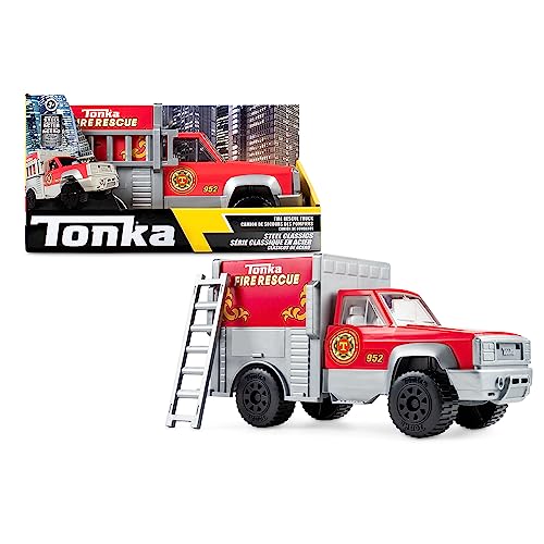 Tonka Steel Classics Camión de Rescate, camion de emergencias para niños, vehículos de Juguete para Juego Creativo, Desarrollo de Las Habilidades motrices, Rojo, para niños y niñas a Partir de 3 años