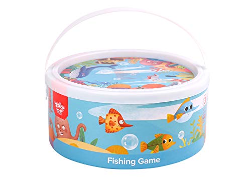 Tooky Toy Pescando Puntos Juguete De Madera Colorido Bajo el Mar Aventura con 20 peces con Números y 2 Cañas Para Desarrollar Habilidades Motoras, Sociales y Cognitivas Para Niños y Niñas +36 Meses