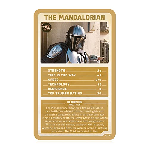 Top Trumps Juego de Cartas de Star Wars The Mandalorian Limited Editions, Juega con Greef Karga, Moff Gideon, Boba Fett, Koska Reeves y Grogu, Regalo y Juguete para niños y niñas a Partir de 6 años