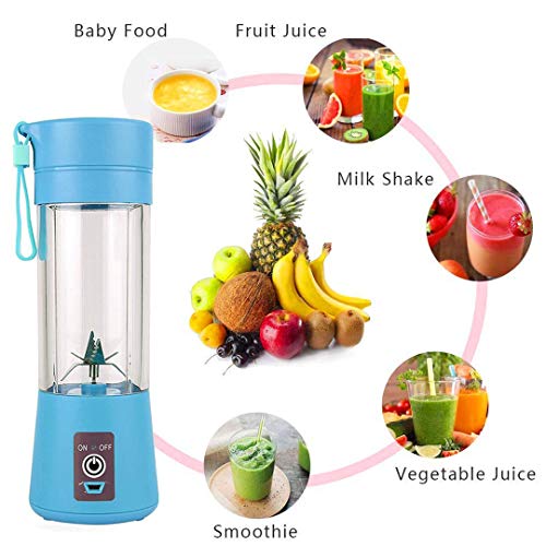 Topspitgo Mini licuadora portátil, Mezclador de Frutas de tamaño Personal Eléctrico USB Taza de exprimidor Recargable Máquina de Mezcla de Frutas Baby Travel 380ml, Six Blades