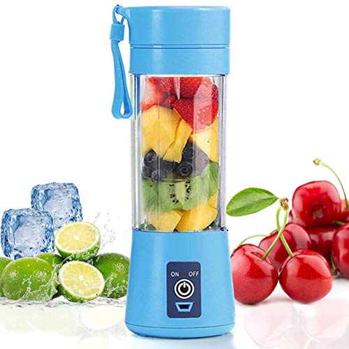 Topspitgo Mini licuadora portátil, Mezclador de Frutas de tamaño Personal Eléctrico USB Taza de exprimidor Recargable Máquina de Mezcla de Frutas Baby Travel 380ml, Six Blades