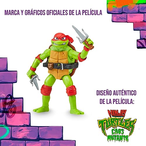 TORTUGAS NINJA - Figura Básica Raphael, Figura de acción articulada, diseño Original, Personaje con Accesorios de la película Caos mutante, niños y niñas +4 años, Famosa (TU805300)