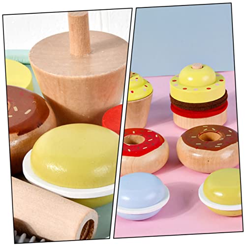 TOYANDONA 1 Juego Juguete De Postre De Simulación Juguete De Madera para Jugar Mini Figura De Postre Donas En Miniatura Donas Falsas Accesorio De Comida Falsa Macaron Rompecabezas Niño