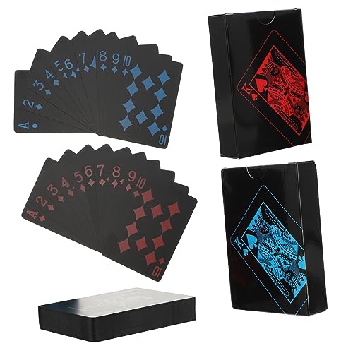 TOYANDONA 2 Cajas Impermeables para Jugar A Las Cartas Cartas De Póquer En Cascada Baraja Marcada Cartas De Mago Truco De PVC Jugar Al Póquer Colecciones Novedosas Juguete Azul