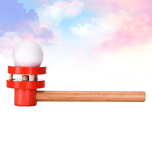 TOYANDONA Bola de burbujas de madera, juguete de bola flotante, soplador de bola flotante, divertido juego de bola flotante, tubo de soplado, balance de burbujas, juguete (rojo)