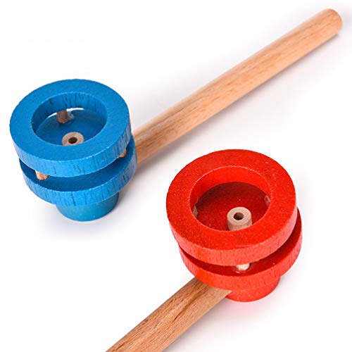 TOYANDONA Bola de burbujas de madera, juguete de bola flotante, soplador de bola flotante, divertido juego de bola flotante, tubo de soplado, balance de burbujas, juguete (rojo)