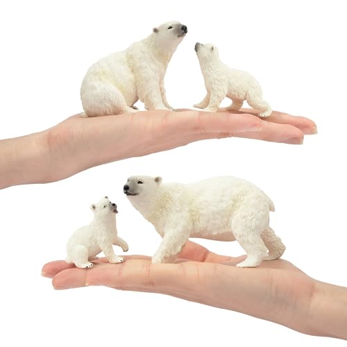 TOYMANY Juego de 6 figuras de oso polar, figuras de animales polares realistas, juego familiar con osos polares para bebé, juguetes educativos, decoración de tartas, regalo de cumpleaños de Navidad