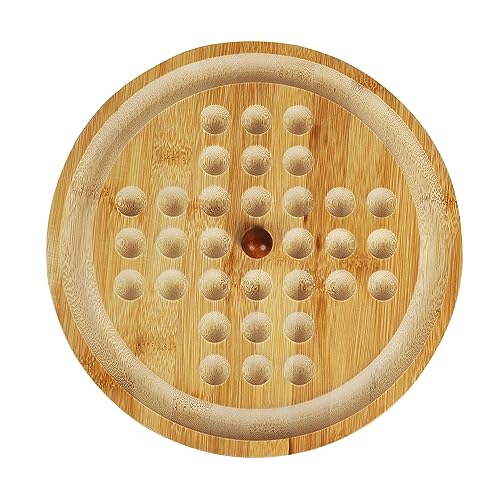 Toys of Wood Oxford Juego de solitario y laberinto de madera 2 en 1, juego de mesa clásico para un jugador, 25 cm, 9.8', canicas, juego de equilibrio y estrategia 2 en 1, rompecabezas y laberinto