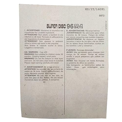 Tradineur - Pack de 96 fulminantes para Pistola o revólver de Juguete, recargas de munición Sonora, 8 Discos de 12 fulminantes, Regalo para niños