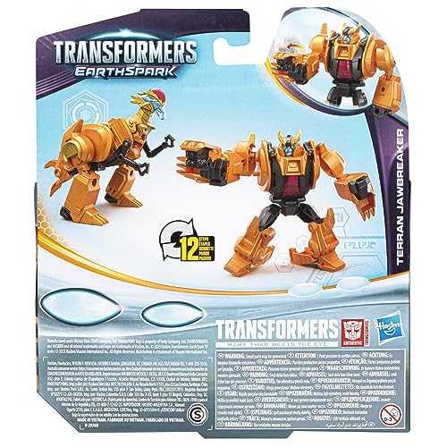 Transformers Juguete EarthSpark Warrior Clase Terran Jawbreaker Figura de acción (12,5 cm), Juguete robótico a Partir de 6 años