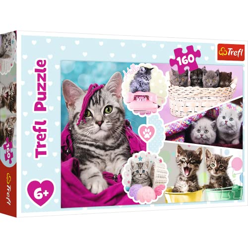 Trefl-Lindo Gato de 160 Piezas, para niños a Partir de 6 años Puzzle, Color Gatitos adorables, Niedliche Katzen