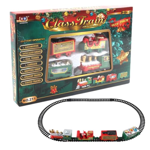 Tren Eléctrico - Juego de juguetes de tren eléctrico con vías de tren - Juego de rompecabezas de pista de coches navideños, juego de trenes de juguete clásico, regalos para niños de 3, 4, 5, Yongwiory